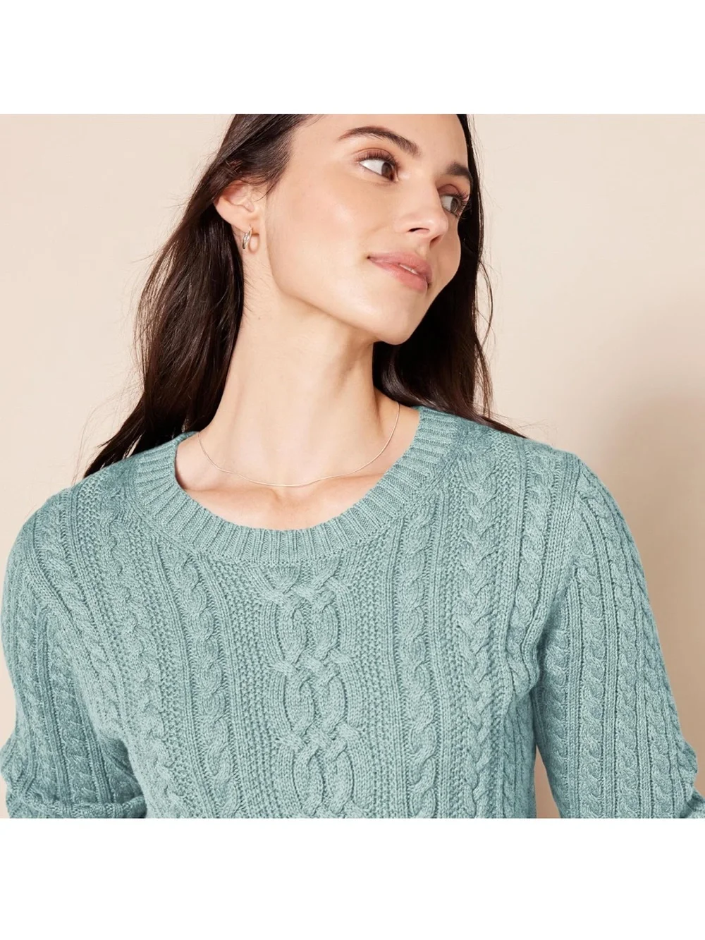 Amazon Essentials Cotton Cableknit Crewneck Sweater Ribbed Fisherman Style XXL
